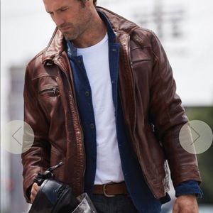 Boutique vegan leather Men’s motto jacket size M